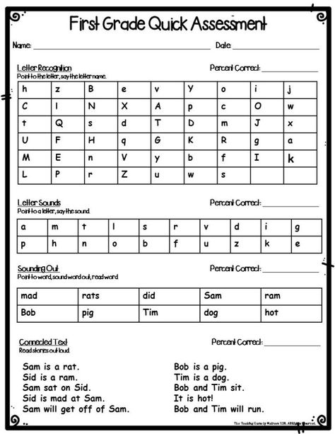 First Grade Unschooling, First Grade Assessment Free Printable, 1st Grade Assessment Free Printable, First Grade Readiness Checklist, First Grade Assessment, Homeschooling First Grade, Ready For First Grade, Phonics Assessments, First Grade Curriculum