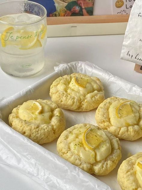 Lemon Cookie Aesthetic, Lemon Dessert Aesthetic, Lemon Cookies Aesthetic, Home Baking Aesthetic, Summer Baking, Bakery Recipes, Dessert Drinks, Food Obsession, Cafe Food