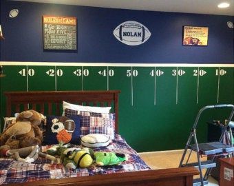 Football Field Wall, Football Theme Bedroom, Boys Football Bedroom, Football Themed Room, Football Rooms, Football Bedroom, Boy Nursery Themes, Sport Bedroom, Baby Boy Nursery Themes