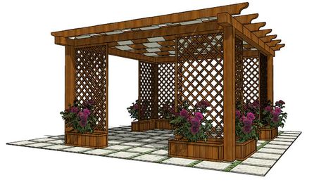 Pergolato Small Garden Gazebo, Garden Roof, Patio Garden Design, Backyard Sheds, Gazebo Pergola, Landscape Design Plans, Garden Gazebo, Roof Structure, Patio Makeover