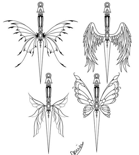 Pike Tattoo, Tattoo Papillon, Fairy Wing Tattoos, Paint Png, Wing Tattoo Designs, Tattoo Aesthetic, Tattoo Style Drawings, Fairy Tattoo, Minimalist Tattoos