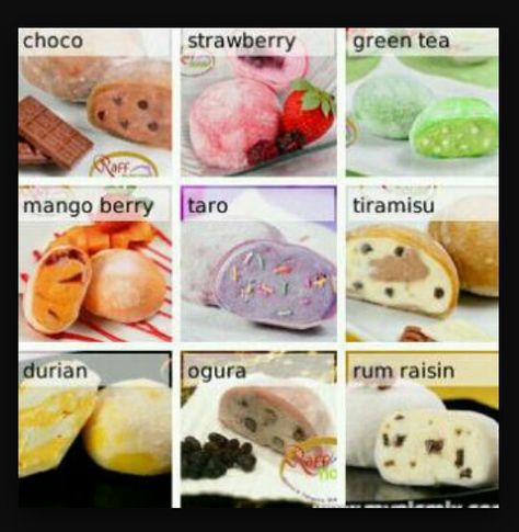 Different flavors for Mochi ice cream! Mochi Flavors, Asian Culture Art, Mochi Packaging, Foreign Desserts, Boba Tea Party, Mochi Balls, Mochi Recipes, Gua Bao, Ice Cream Strawberry