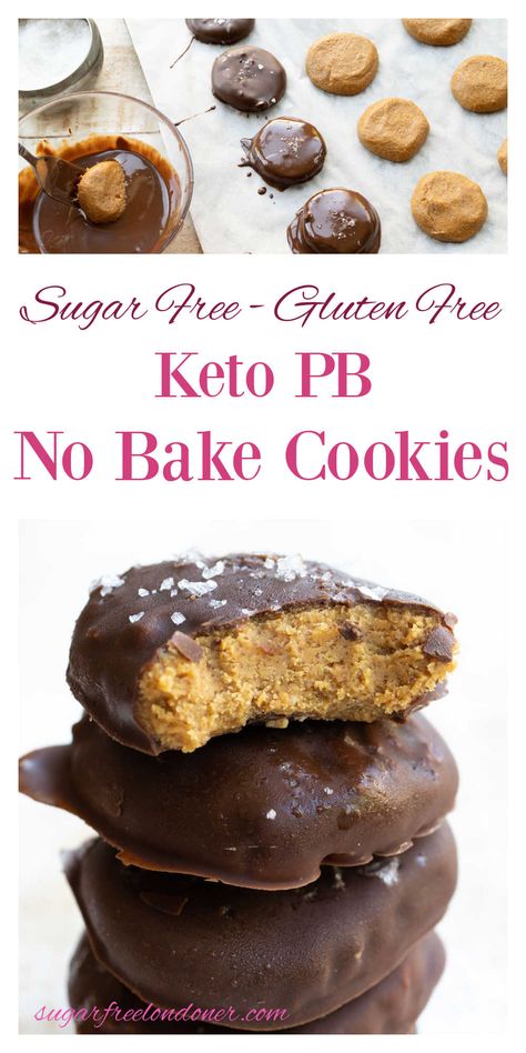 You only need 4 ingredients to make these easy keto no bake cookies! They have a fudgy peanut butter "dough" filling and a crisp dark chocolate coating. With just 5 minutes prep time, it's a great keto sweet treat to have in the fridge when the snack cravings strike! Peanut Butter Dough, Keto No Bake Cookies, Keto Sweet Snacks, No Bake Peanut Butter Cookies, Keto No Bake, Dolce Poche Calorie, Keto Cookie Recipes, No Bake Peanut Butter, Keto Candy