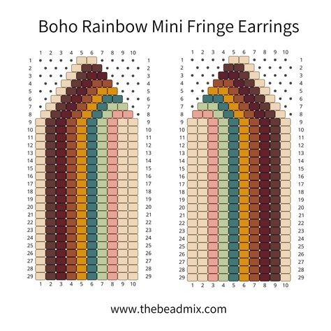 Seed Bead Patterns Free, Rainbow Fringe, Mini Fringe, Miyuki Beads Pattern, Diy Seed Bead Earrings, Seed Bead Jewelry Patterns, Beaded Earrings Tutorials, Beaded Earrings Diy, Beading Patterns Free