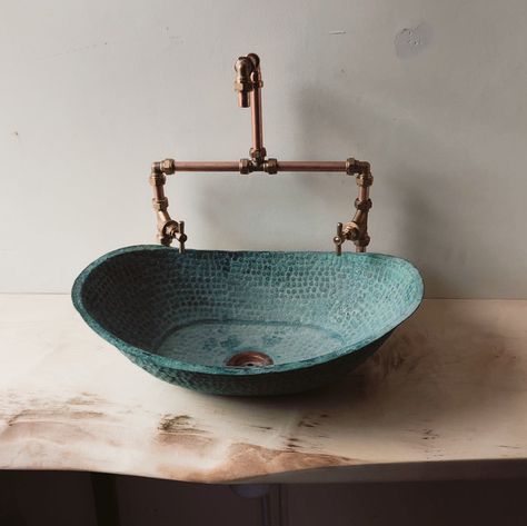 Clay Sinks, Michigan Cottage, Wabi Sabi Ceramics, Ceramic Bathroom Sink, Wabi Sabi Decor, Copper Taps, Bathroom Shower Walls, Ceramic Sinks, Etsy Inspiration