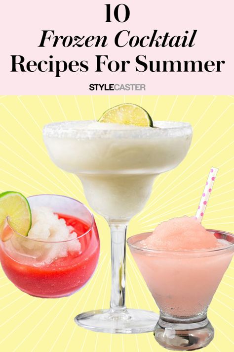 STYLECASTER | frozen cocktail recipes | frozen cocktails | frozen cocktails recipes alcohol | skinny frozen cocktails | easy frozen cocktails | frozen cocktails vodka | frozen cocktails tequila | summer frozen cocktails | frozen rosé | frosé | frozen margarita | frozen sangria | healthy frozen cocktails Frozen Cocktails Vodka, Frozen Summer Cocktails, Frozen Mixed Drinks, Frozen Sangria, Frozen Drinks Alcohol, Frozen Summer, Frozen Cocktail Recipes, Hot Drinks Recipes, Coctails Recipes