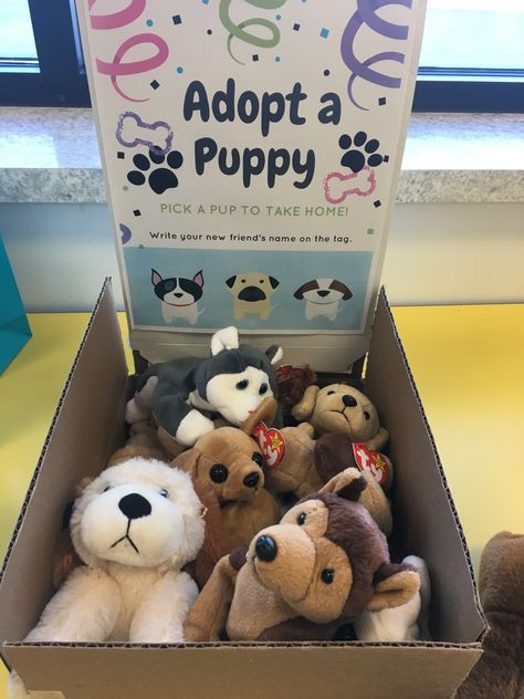 Adopt A Teacher Gift Ideas, Adopt Puppy Party, Adopt A Wolf Pup, Stuffed Dog Adoption Party, Birthday Party Adopt A Pet, Adopt A Pet Party, Dog Birthday Presents, Adopt A Pet Stuffed Animal, Adopt A Puppy