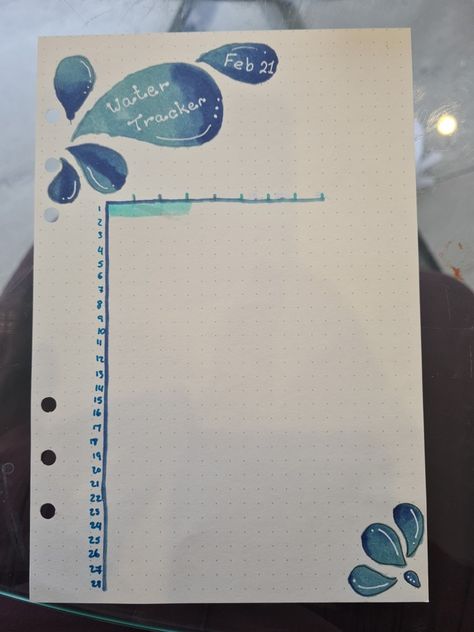 Water Bullet Journal, Water Tracker Bullet Journal, Bullet Journal Water Tracker, February Bujo, Empty Journal, Water Reminder, Bullet Journel, Splash Design, Creating A Bullet Journal