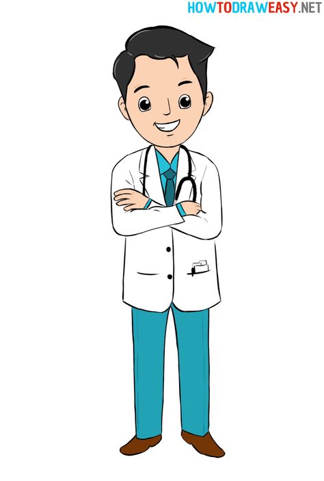 Doctor Drawing #Doctor #Medical #Drawing #EasyDrawing #Physician #Cartoon #Manga #Anime #Chibi #People #Person #Drawing #Sketch #EasyDrawing #DoctorDrawing #Dr Doctor Cake Topper Medical Printable, Doctor Art Drawings, Doctor Sketch, Chibi People, Drawing Doctor, Doctor Clothes, Cartoon Noses, Doctor Cartoon, Cloth Drawing