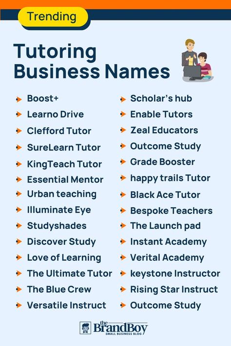 Tutoring Business Names Company Names Creative, Creative Business Names List, Creative Company Names, Company Names Ideas, Group Names Ideas, Teaching Business, Tutoring Business, Tuition Classes, Small Business Blog