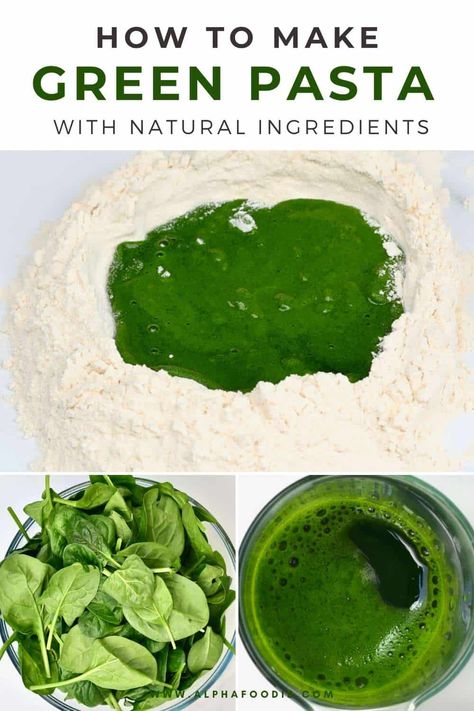 How to make spinach noodles (aka green pasta dough) at home with just three ingredients. This homemade spinach pasta is egg-free, dairy-free, packed with nutrients, and can be used for tons of pasta shapes: ravioli, noodles, lasagna sheets, etc. Noodles Lasagna, Homemade Spinach Pasta, Homemade Pasta Noodles, Spinach Noodles, Spinach Pasta Recipes, How To Make Spinach, Pasta Dough Recipes, Spinach Ravioli, Green Pasta