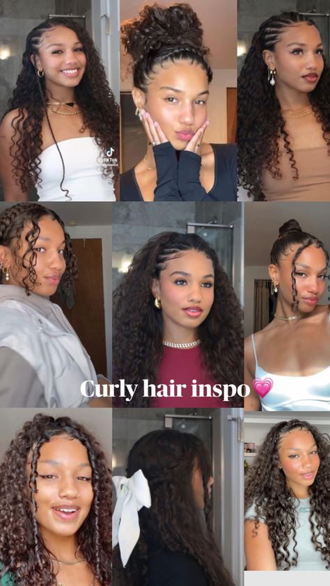 #part4 #curlyhairinspo Hair Styles Quick, Hairstyles Sleek, Curly Hair Inspo, Quick Curly Hairstyles, Two Braid Hairstyles, Curly Hair Care Routine, Curly Hair Braids, Mixed Curly Hair, Hair Puff