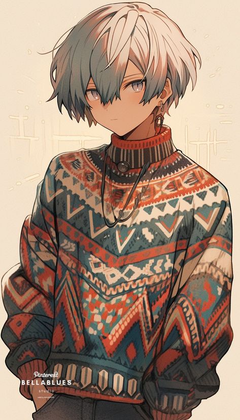 Anime Sweater Drawing, Sweater Illustration, Sweater Drawing, Fire Drawings, Fire Drawing, Boy Jumper, Life Matters, Anime Pic, Anime Fashion