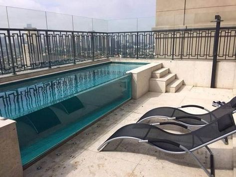 Roof Terrace Design, Tacloban, Balcony Pool, Piscina Interior, Small Swimming Pools, Rooftop Terrace Design, Rooftop Design, Mini Pool, Glass Pool