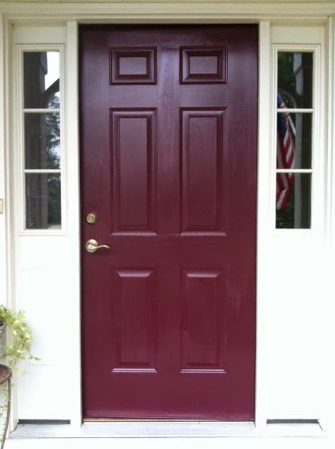 Blackberry Color, Easy Painting Projects, Exterior Door Colors, Burgundy Paint, I Want To Believe, Frosted Windows, Painted Front Doors, In My Dreams, House Hunters