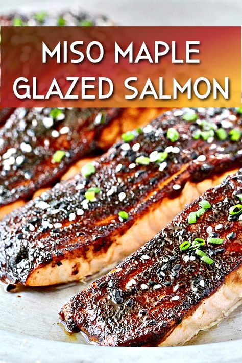 Simple, delicious, and can be made in less than 20 minutes- my #Miso #Maple #Glazed Salmon is the perfect fall meal! #seafood #misosalmon Miso Salmon Recipe, Miso Glazed Salmon, Miso Recipe, Maple Glazed Salmon, Miso Salmon, Salmon Soy Sauce, Fall Meal, Drink Inspiration, Healthiest Seafood