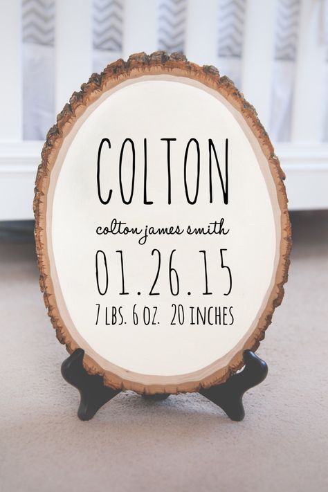 Rustic Boy Nursery, Tree Plaque, Newborn Birth Announcements, Boy Nursery Themes, New Baby Names, Baby Boy Nursery Themes, Newborn Birth, Rustic Nursery, Birth Stats