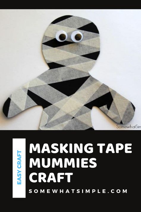 Masking tape mummies are a fun craft for kids to make. They're really easy to make and the kids have so much fun doing it. It's perfect for a school party, a Halloween party or just a fun craft to do in the afternoon. Kids Pasta, Mummy Crafts, Dekorasi Halloween, Hallowen Ideas, October Crafts, Carte Halloween, Halloween Preschool, Halloween Mummy, Daycare Crafts