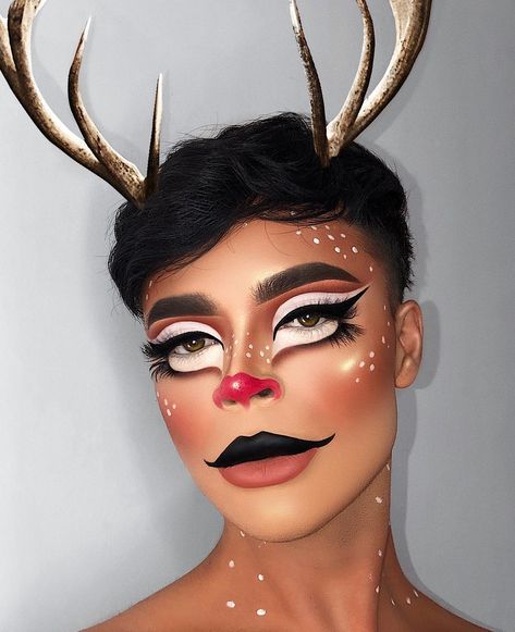 LAVIEDUNPRINCE on Instagram: “When your crush says he loves  Rudolph the reindeer, So you pop out like 🎄🎁😌🎊😂 ———————————————— - @shophudabeauty: Topaz Obsessions for the…” Reindeer Makeup, Xmas Makeup, Holloween Makeup, Christmas Eye Makeup, When Your Crush, Christmas Makeup Look, Holiday Makeup Looks, Face Paint Makeup, Face Art Makeup