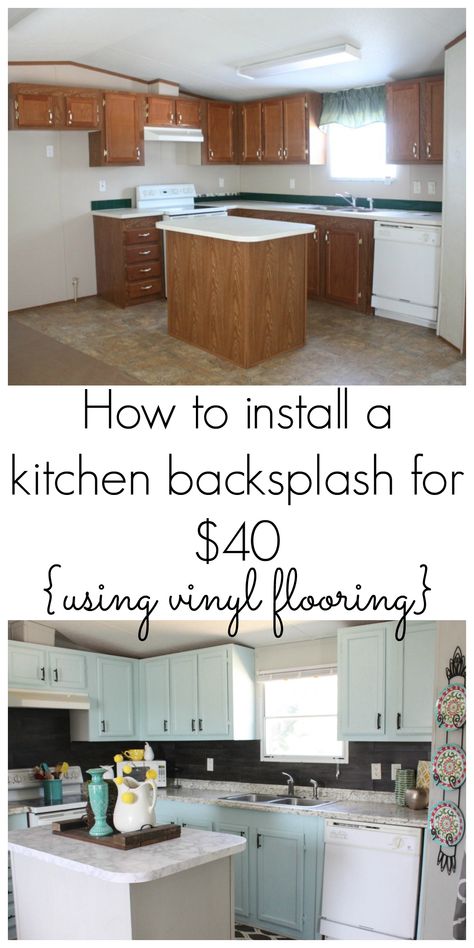 Diy Kitchen Backsplash, Kitchen Diy Makeover, Diy Backsplash, Budget Decorating, Remodeling Mobile Homes, Cheap Kitchen, Kitchen Decorating, Kitchen Redo, Kitchen Remodel Idea