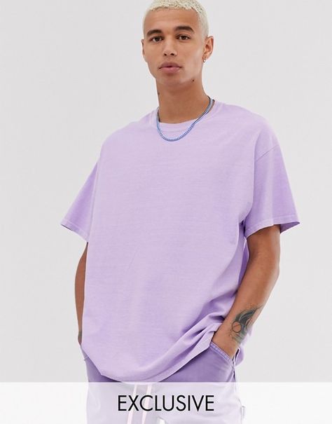 Purple T Shirt Outfit, Field Outfit, Oversized Shirt Men, Oversized Shirt Outfit, T Shirt Template, Dusty Lilac, Shirt Outfit Men, Outdoor Garden Ideas, Black Men Fashion Swag