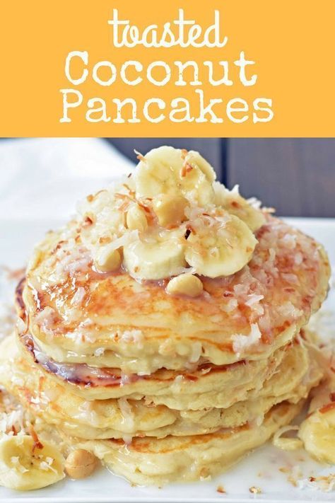 Macadamia Pancakes, Coconut Pancakes, Coconut Syrup, Pancake Recipe Easy, Homemade Pancakes, Breakfast Pancakes, How To Make Breakfast, Breakfast Brunch Recipes, Breakfast Time