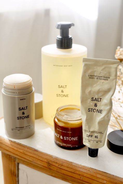 Organic Skincare Aesthetic, Sustainable Beauty Aesthetic, Salt And Stone Aesthetic, Clean Skin Care Products, Salt And Stone Deodorant, Eco Friendly Beauty Products, Clean Beauty Aesthetic, Aesthetic Skin Care Products, Salt And Stone