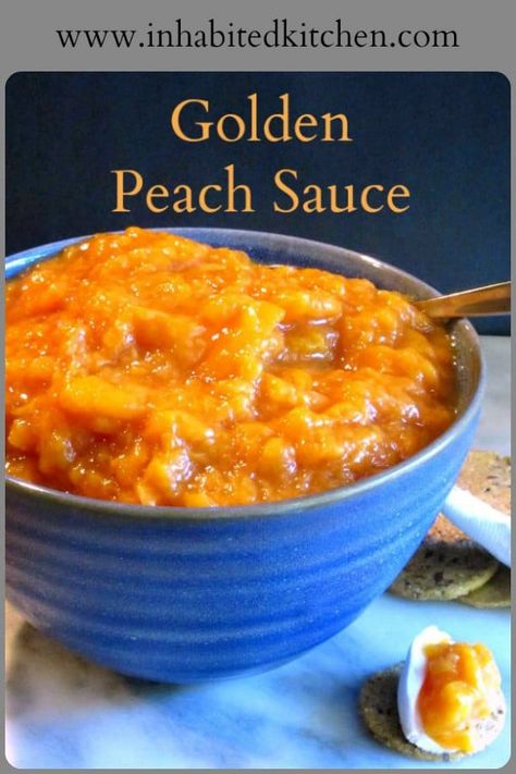 Golden Peach Sauce - just like applesauce, but made of peaches, no added sugar, and amazing! Easy to make, too, and much faster than jam! Satisfying Snacks, Peach Sauce, Sicilian Food, Sauces Recipes, Dessert Sauce, Homemade Breads, Fall Cooking, Nutella Recipes, Canned Peaches