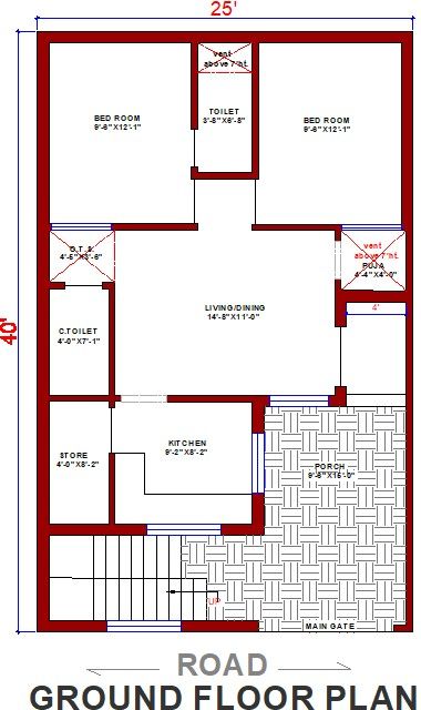 Buy 25x40 House Plan | 25 by 40 Elevation Design | Plot Area Naksha 25 40 House Elevation, 25 X 40 House Plans, 25×40 House Plan, Rondavel House Plans, Home Front Elevation Design, Home Front Elevation, Home Blueprints, Front Elevation Design, 30x40 House Plans