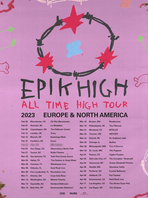 Epik High Announces Dates And Cities For Europe And North America Tour “ALL TIME HIGH” | Soompi Epik High, Concert Merch, Visit Canada, Las Vegas Shows, North Park, Tour Posters, American Cities, Tour Dates, Pop Artist