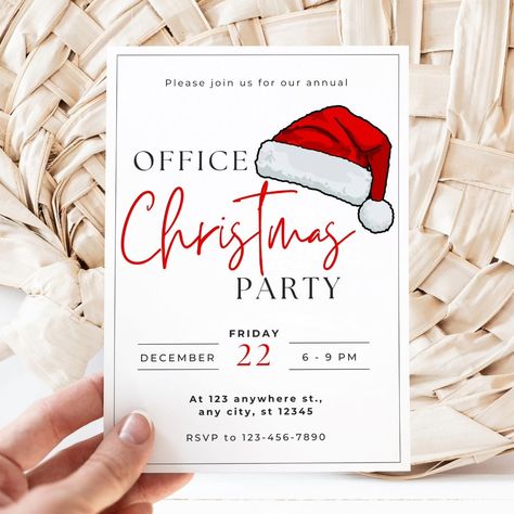 Printable corporate holiday party invite template, the perfect work Christmas party invitation!🎅🎄🥂 Christmas is here, celebrate your employee Christmas party or office holiday party with this festive Christmas invitation template! This work holiday party invite set is easy to edit, ready for your upcoming office Christmas party! This employee Christmas Party invitation is fully customiazable, personalize with your companies name! The corporate Christmas Party invitation template is easy to ... Holiday Work Party, Office Party Favors Christmas, Work Christmas Party Themes, Christmas Office Party, Christmas Corporate Party, Company Holiday Party Ideas, Corporate Christmas Party Ideas, Christmas Invitations Ideas, Fun Christmas Party Invite