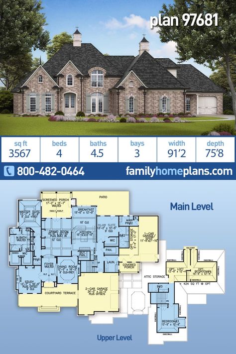 Tudor Style House Plan With In-Law Suite House Plans With In Law Suite One Story, Tudor Style House, Inlaw Suite, Porch Storage, European House Plans, Tudor Style Homes, Floor Plan Layout, Family House Plans, Background Ideas