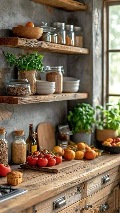 Old Dishes, Kitchen Design Tips, Brick Accent Wall, Cottage Style Kitchen, Country Table, Kitchen Herbs, Country Cottage Style, Built In Bench, Contemporary Interior Design