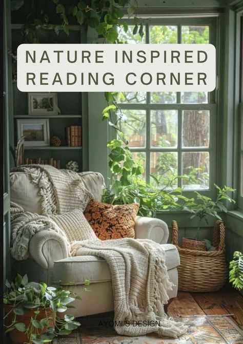 Woodland Living Room, Small Home Library, Country Cottage Bedroom, Cozy Home Library, Whimsical Bedroom, Rustic Side Table, Window Benches, Bookshelf Styling, Cosy Corner