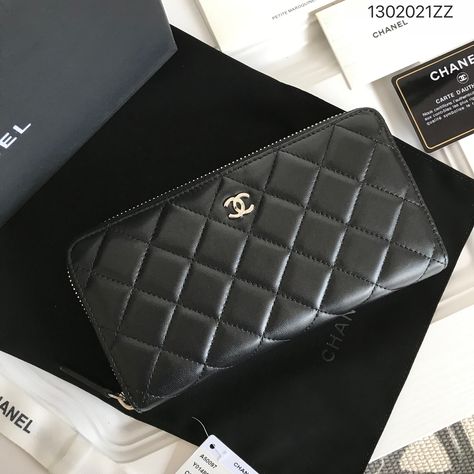 Channel Wallets, Bougie Closet, 2023 Vision, Black Clutch, Leather Purse, Lambskin Leather, Purse Wallet, Leather Purses, Wallets For Women