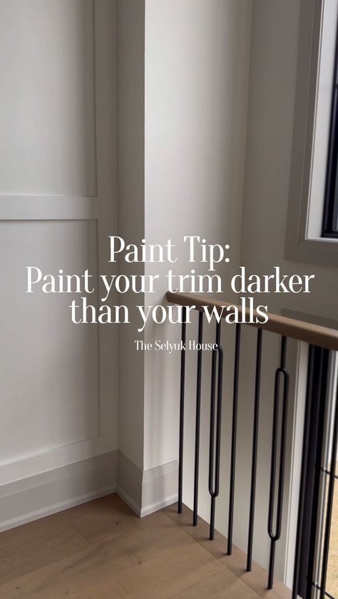 Paint tip 101: that is game changer! Our wall colour is Swiss Coffee 75% strength and trim is Accessible Beige by Sherwin Williams 7036. 🤍 | Instagram Wall Trim Paint Ideas, Swiss Coffee And Accessible Beige, Swiss Coffee 75%, Swiss Coffee Walls With Darker Trim, Swiss Coffee Walls And Trim, Accessible Beige Sherwin Williams Trim, Accessible Beige Sherwin Williams Walls, Swiss Coffee Walls With White Trim, Swiss Coffee Walls