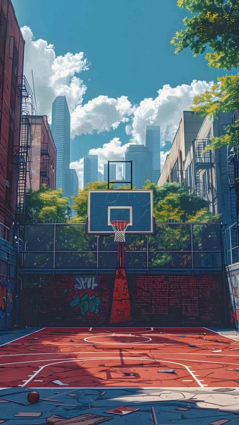 Basketball Anime Aesthetic, Ca Wallpapers, Pixel 7 Wallpaper, Animated City, Background Park, Wallpaper Basketball, Pixel Art Wallpaper, Gaming Background, Pixel City