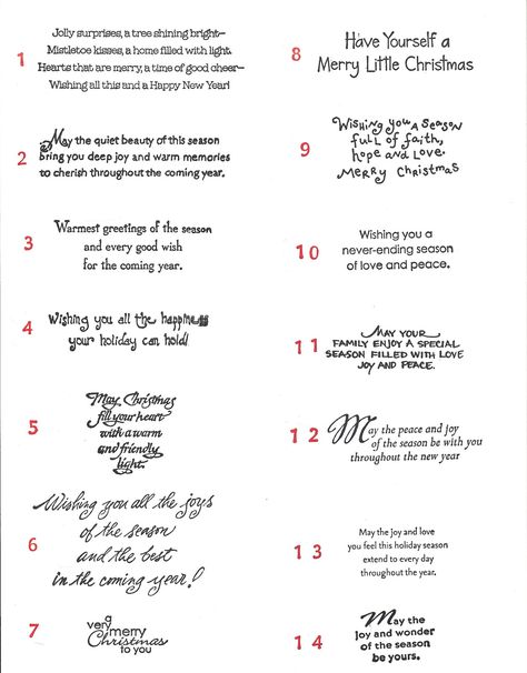 2010 Christmas Card Sentiments - Click to Enlarge! Christmas Card Sentiments, Greeting Card Sentiments, Christmas Card Verses, Christmas Verses, Christmas Card Sayings, Christmas Card Messages, Christmas Card Ideas, Christmas Sentiments, Template Christmas