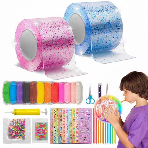 Windspeed Nano Tape Bubbles Kit with Glitter, Double Sided Nano Tape for Making Bubbles DIY Nano Tape Bubble with Balloon Inflator Craft Kit : Amazon.co.uk: Toys & Games Nano Tape Bubble, Making Bubbles, Bubble Crafts, Bubble Diy, Baby Doll Crib, Christmas Party Treats, Balloon Inflator, Cute Stationary School Supplies, Doll Crib