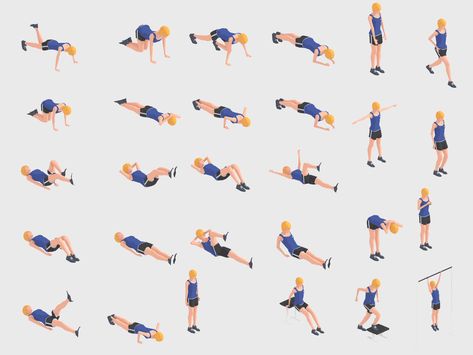 30 Exercise Animations looped Bundle Woman by Daniel Mikulik on Dribbble Exercise Animation, Pixel Art Landscape, Workout Body, Full Workout, Strengthen Core, Gym Workout Videos, Body Love, Fitness Workout For Women, Calisthenics