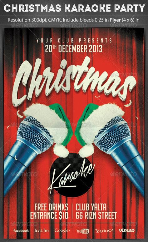 Christmas Karaoke Flyer by grapulo | GraphicRiver Christmas Karaoke, Elegant Flyer, Merry Christmas Font, Christmas Party Poster, Christmas Flyer Template, Christmas Fonts Free, Christmas Playlist, Favorite Christmas Songs, Holiday Club