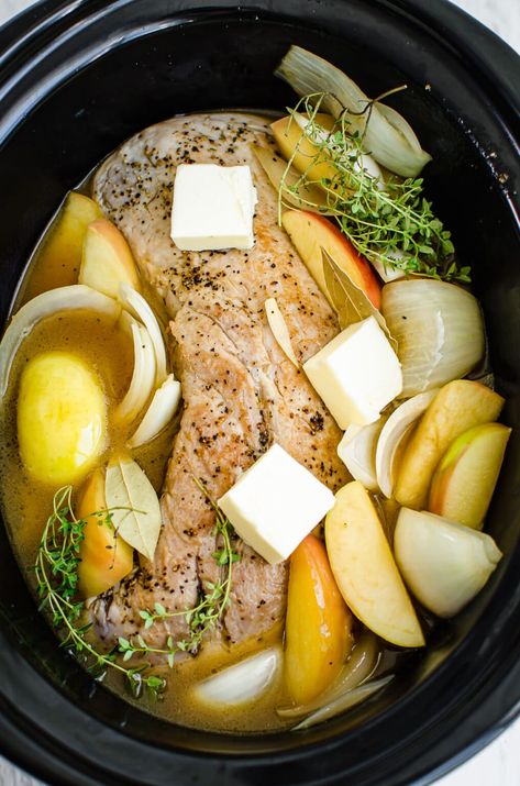 Slow Cooker Apple Cider Pork, Easy Healthy Fall Dinner, Apple Cider Pork Loin, Slow Cooked Pork Loin, Roast Pork Dinner, Apple Pork Loin, Pork Loin Crock Pot Recipes, Apple Cider Sauce, Apple Cider Pork