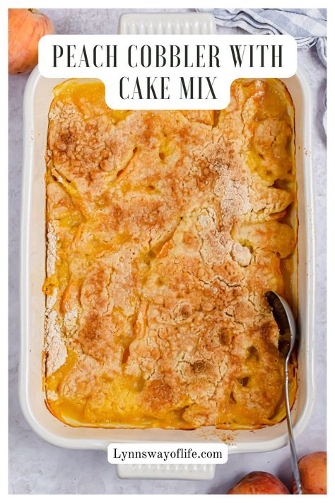 Peach Cobbler Recipe With Cake Mix, Can Peach Cobbler, Cake Mix Peach Cobbler, Canned Peach Cobbler Recipe, Vegan Peach Cobbler, Peach Cobbler Cake, Cake Mix Cobbler, Peach Cobbler Dump Cake, Fresh Peach Cobbler