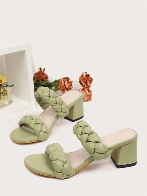 Braided Mule Sandals | SHEIN USA Sandals Shein, Bridal Shoes Low Heel, Creative Shoes, Cute Shoes Heels, Shoes Heels Classy, Shoes Outfit Fashion, Shoe Wishlist, Elegant Sandals, Shoes Photography