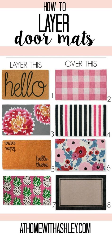 Guide to layering rugs and door mats! Front porch decor ideas for a small area. Create curb appeal with a simple trick, layer rugs under your doormat. Some fun picks to achieve the layered doormat look! #homedecor Layered Doormat, Patio Ideas On A Budget, Small Porch Decorating, Porch Kits, Front Porch Decor Ideas, Balkon Decor, Building A Porch, Pergola Design, Front Porch Ideas Curb Appeal