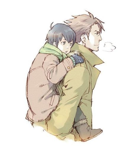 Father And Son Anime Art, Father And Son Drawing Reference, Father And Son Reference, Anime Father And Son, Parent And Kid Drawing Reference, Parent And Child Drawing Reference, Ginoza Nobuchika, Anime W, Children Sketch