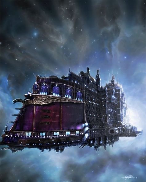 Steampunk Kunst, Steampunk Ship, Battlefleet Gothic, Sci Fi Spaceships, Art Steampunk, Rogue Traders, Diesel Punk, Warhammer 40k Art, Fire Emblem Awakening