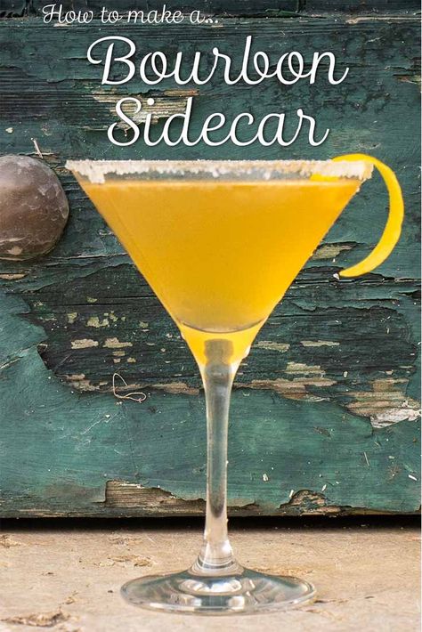 Whiskey Sidecar Cocktail, Bourbon Martini Recipes, Cocktails With Cointreau, Classic Bourbon Cocktails, Bourbon Sidecar Cocktail, Peychauds-bitters Drink Recipes, Sidecar Cocktail Recipe, Side Car Drink Cocktails, Four Roses Bourbon Recipes