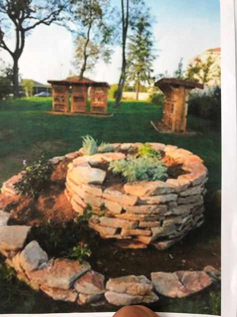 Stump Ideas Decor, Spiral Gardens, Tree Stump Ideas, Stump Ideas, Spiral Garden, Rock Bed, House Gardens, Magic Garden, Garden Yard Ideas