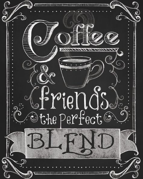 'Coffee & Friends' Textual Art Coffee Chalkboard, Coffee And Friends, Friends Cafe, Friend Canvas, Chalkboard Sign, Coffee Signs, Chalkboard Signs, Chalkboard Art, Chalk Art